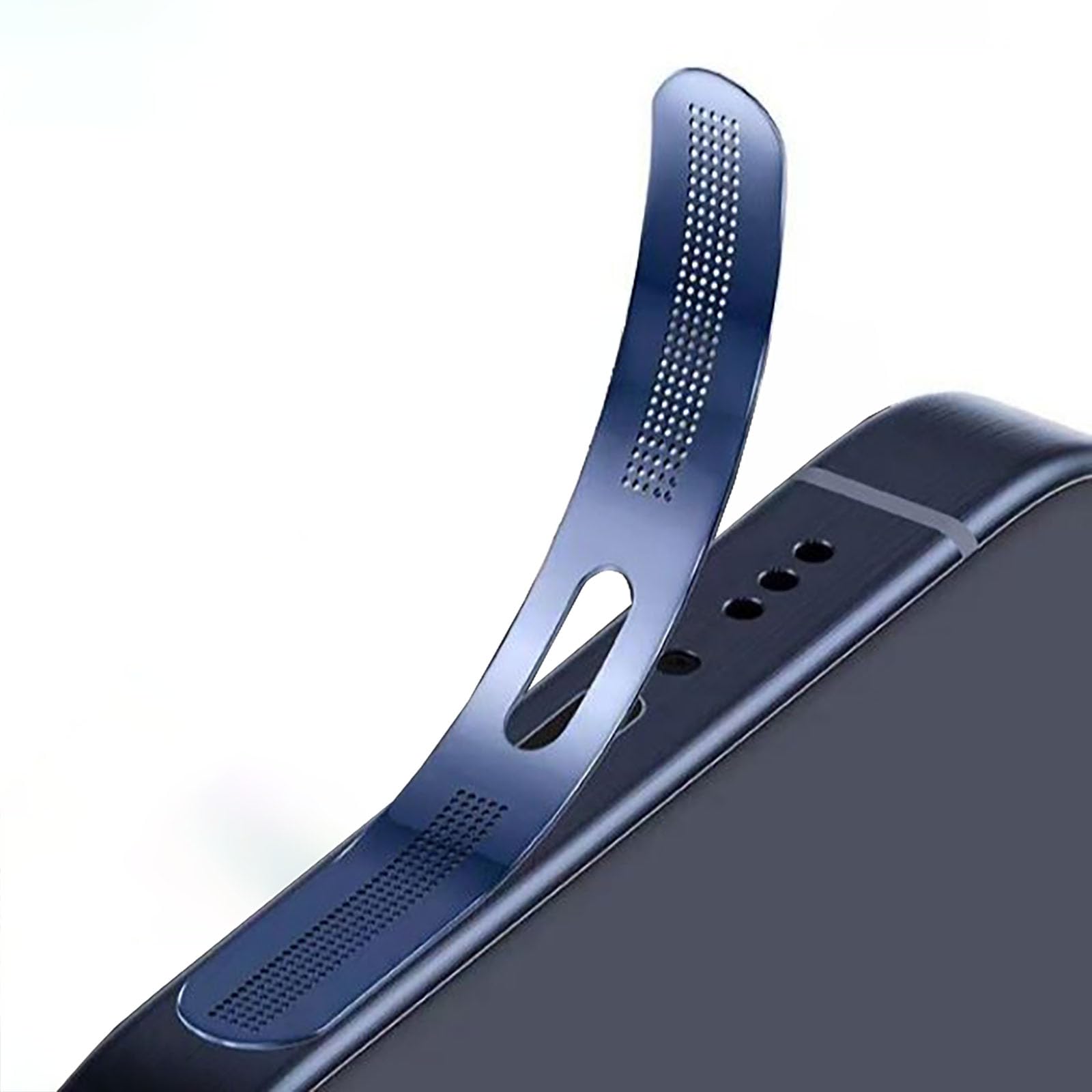 iPhone 16 speaker port debris closeup