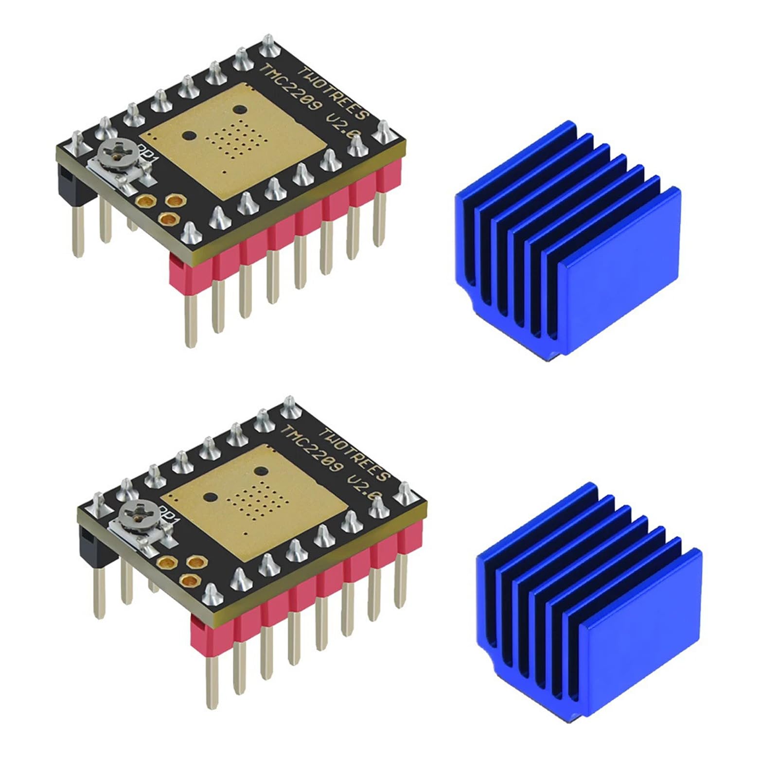 2 pezzi TMC2209 V2.0 driver motore passo-passo accessori per stampante 3D ultra silenzioso con dissipatore di calore infinito bit indietro a zero