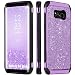 Galaxy S8 Plus Case Glitter, BENTOBEN Bling Luxury Sparkly Hybrid Hard PC Laminated with Shiny Faux Leather Chrome Shockproof Bumper Protective Phone Case for Samsung Galaxy S8 Plus(6.2 inch), Purple