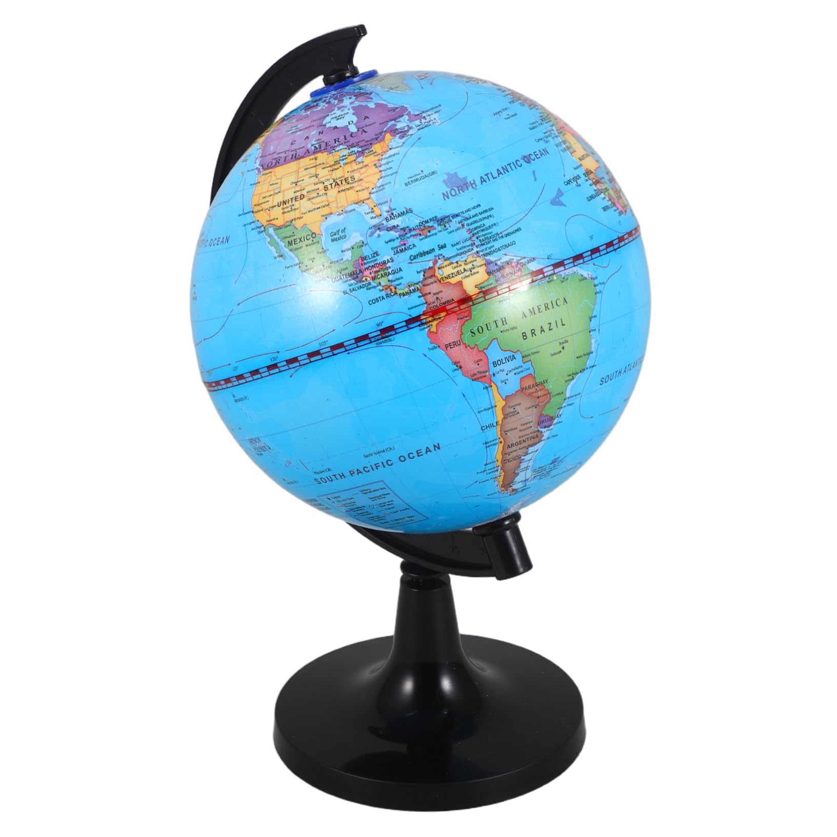 Globe terrestre éducatif politique avec support en plastique pour apprentissage de la géographie