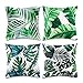 Produktbild Niceclub Kissenbezug mit tropischem Pflanzenmotiv, Baumwollleinen, quadratisch, für Sofa, Auto, Heimdekoration, 4 Stück (45,7 x 45,7 cm)