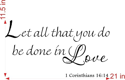 Miniatura 4 de Let All That You Do Be Done in Love 1 Corintios 1614 - Vinilo decorativo para pared, diseño de fe religiosa, decoración para el hogar, cita