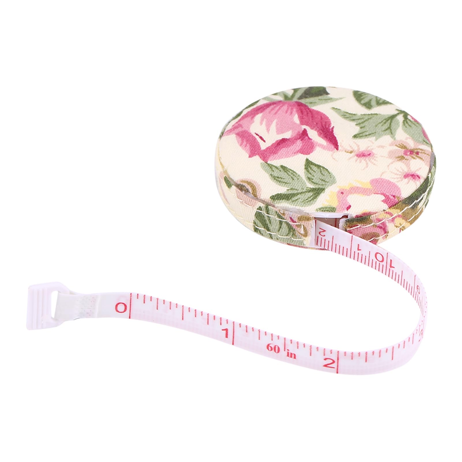 1 cinta métrica para medir la longitud corporal del cuerpo, para cortar, costura, artesanía, cinta métrica (flores rosas).