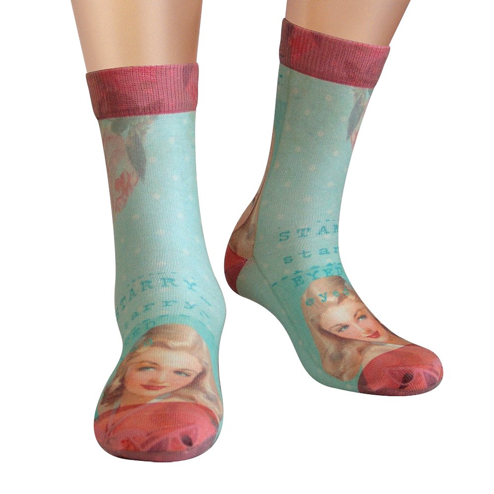 Wigglesteps Damen Socken Bis Zum Waden | Fashion Figures Collection | EU Größe 36-40 | Farbe Rose