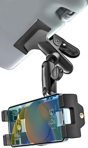 Miniatura 1 de Soporte de teléfono de metal para visera solar, soporte de teléfono de brazo mágico ajustable de 360 para clip de visera de automóvil, soportes de