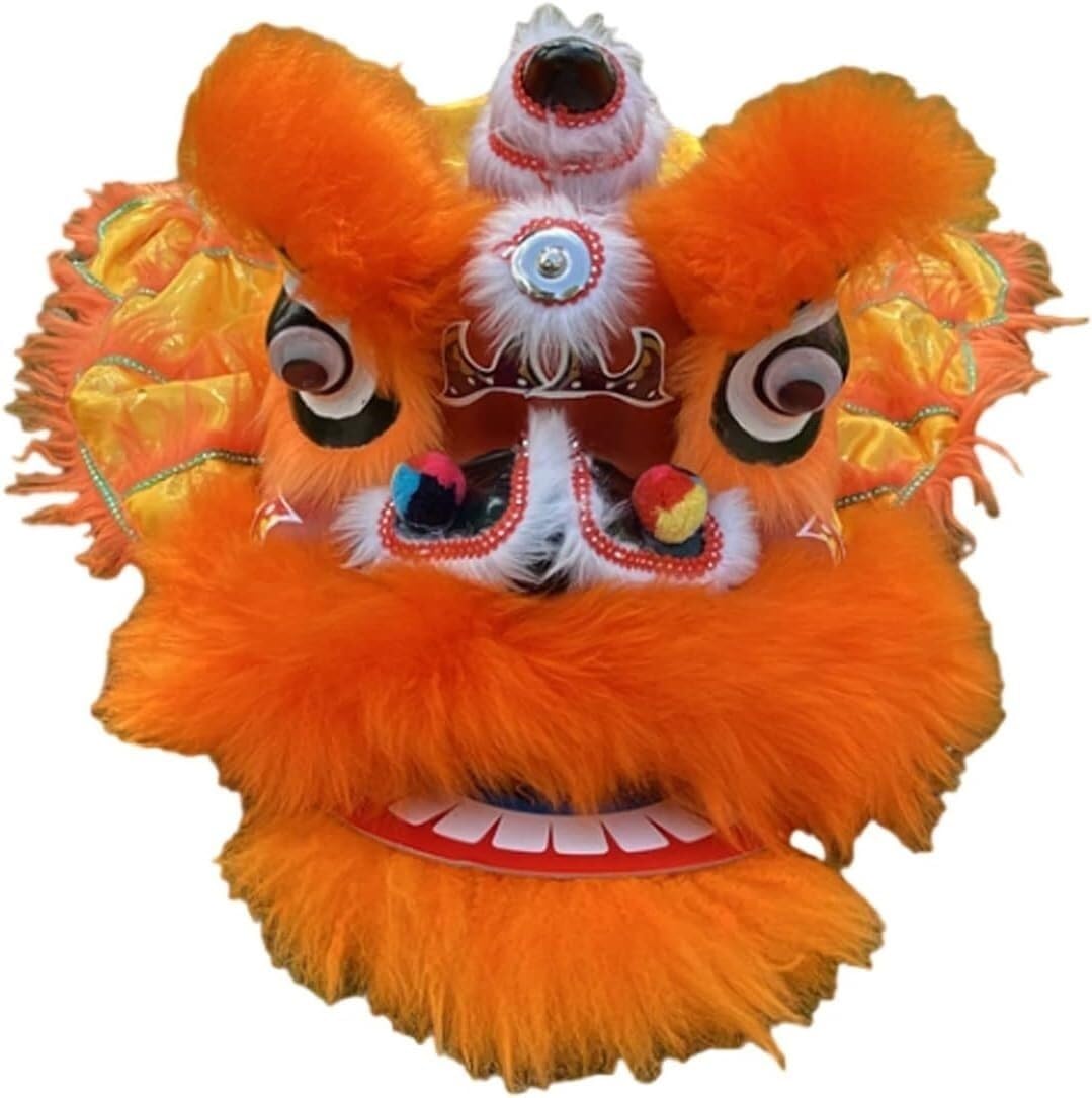 Krxsobnv Orange Lion Dance Clothes, 9 Inch Chinese New Year Dragon Dance Traditional Folk Performance Props Lion Crafts