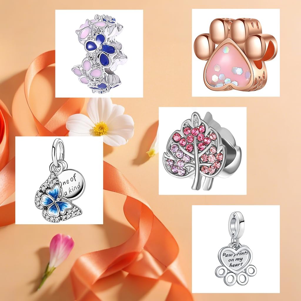 10 Pack Silver Bead Charms for Bracelets and Necklaces Chain Jewellery Charm for Woman - Image 5
