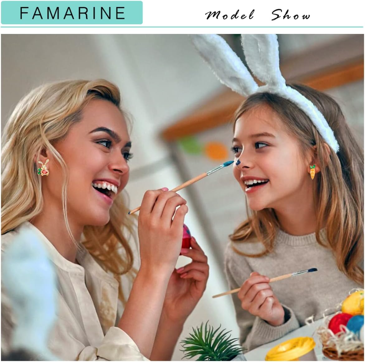 Easter Earrings Rabbit Bunny Carrot Stud Earrings Funny Earring - Image 5