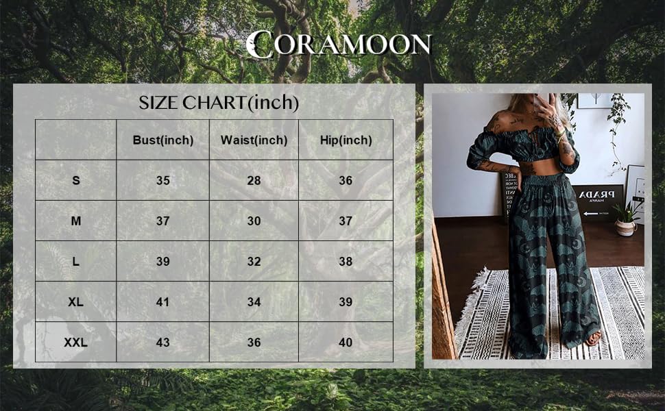 Women Goth Bat 2 Piece Set Halloween Casual Outfit Off Shoulder Crop Top & Wide Leg Pants Set Vacation Set - Image 6