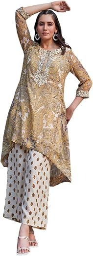 BIBA Women Polyester Blend Asymmetric Suit Set