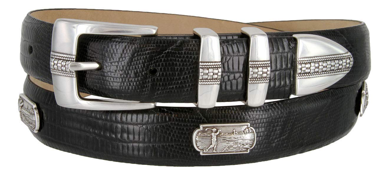 Mens Genuine Leather Italian Calfskin Concho Dress Belt 1-1/8