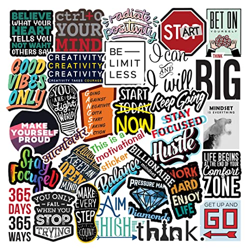CodersParadise Vinyl Pack Of 58 - Motivation Inspiration Stickers For Laptop - Waterproof Residue Free Positive Words Motivational Inspirational Quote Sticker, self adhesive (Image - 1)