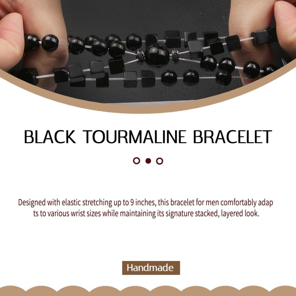 Beaded Bracelets for Men - Inspirational Bracelets - Handmade Natural Stone Stretch Bead Bracelet Men Fathers Day Thanksgiving Christmas Birthday Gifts for Men - Image 4