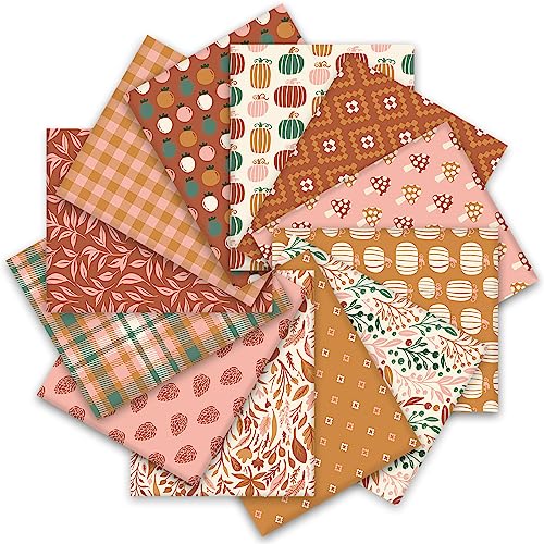 Whaline 12Pcs Boho Fall Cotton Fabric Bundles 10 x...