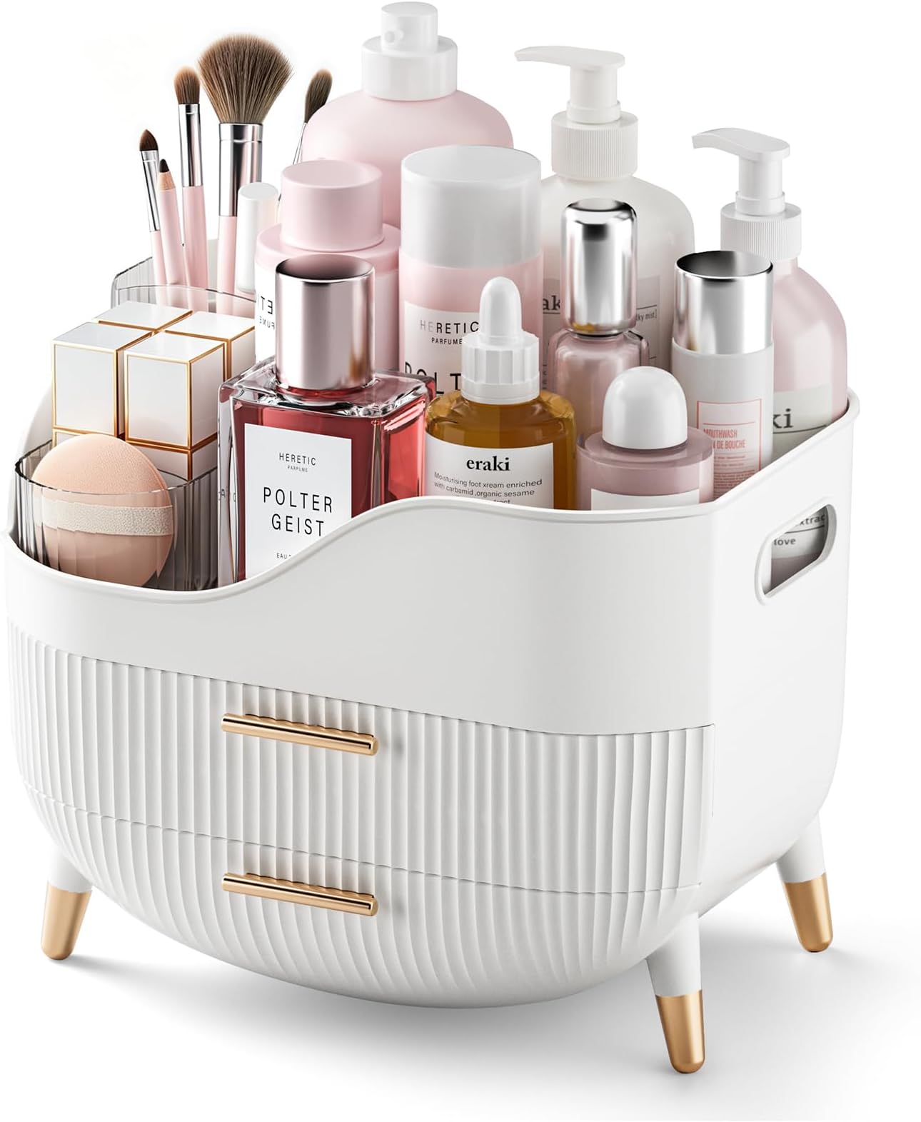 Pajiriona Makeup Organizer with Drawers,Skincare Organizer for Vanity,Storage Box with Handle,Large Cosmetic Display Case for Dresser, Bathroom Countertop