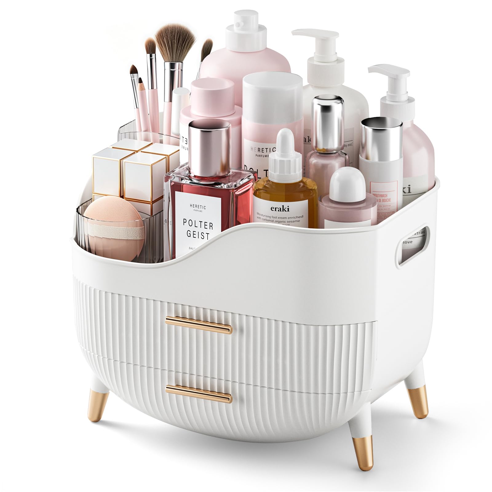 Photo 1 of Pajiriona Makeup Organizer with Drawers,Skincare Organizer for Vanity,Storage Box with Handle,Large Cosmetic Display Case for Dresser, Bathroom Countertop