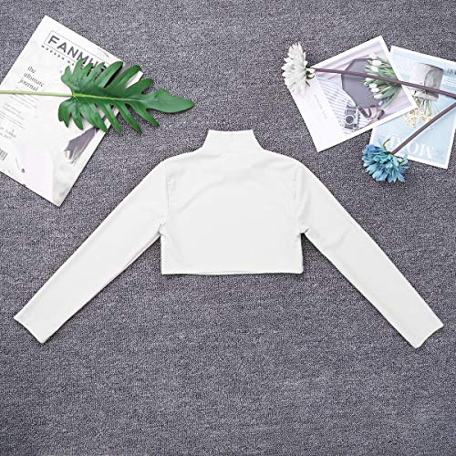 YiZYiF Kids Girls Basics Sportswear Athletic Long Sleeve Stretch Short Mock Neck T-Shirt Crop Top3