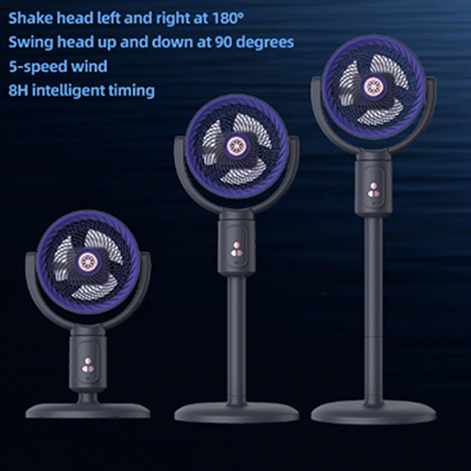 Ventilatore A Piantana Oscillante Oscillante A 180° 5 Velocità Ricaricabile | Ventilatore Circolazione Aria Per Camera Da Soggiorno Cucina Ufficio Domestico Dormitorio