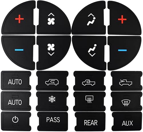 Priprilod Kit de reparación de calcomanías para botón de salpicadero de AC para arreglar controles de AC y botones de salpicadero de radio