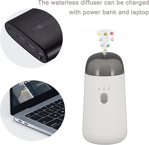 Miniatura 5 de Difusor sin agua para aceite esencial, máquina de aroma de aire portátil, difusores de aromaterapia recargables inteligentes con luz LED de 7