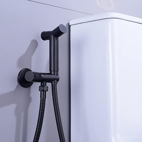 Miniatura 3 de TRUSTMI Pulverizador de bidé para inodoro de un solo orificio para montaje en pared, kit de ducha para pañales para bebés, cabezal rociador de botón