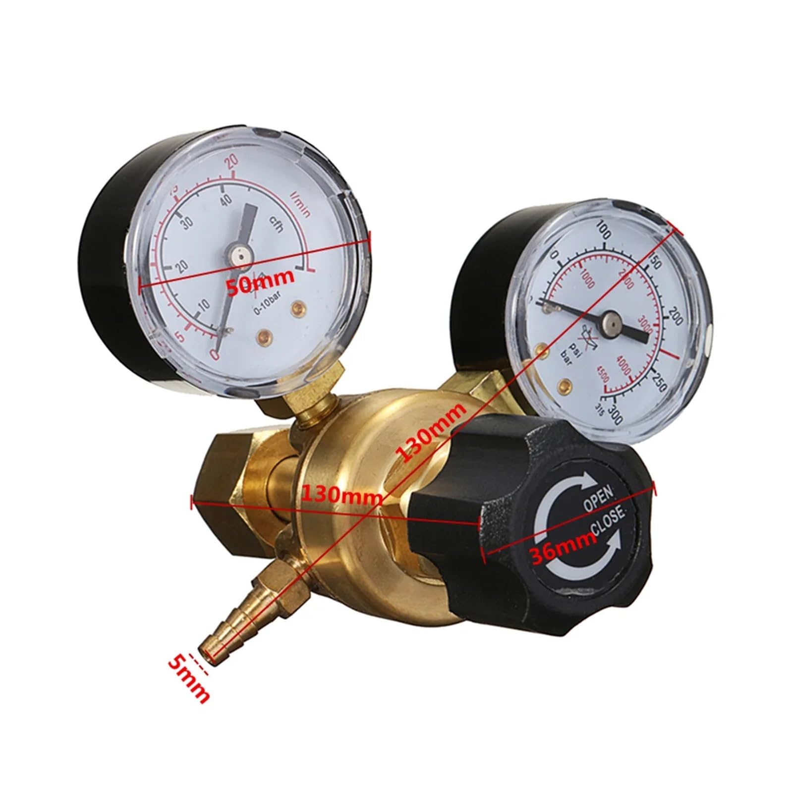 Regolatore di Pressione Pneumatica Regolatore di pressione, riduttore, Argon, CO2, bombola gas a doppio manometro, valvola controllo del flusso saldatura, filettatura W21.8 1/4