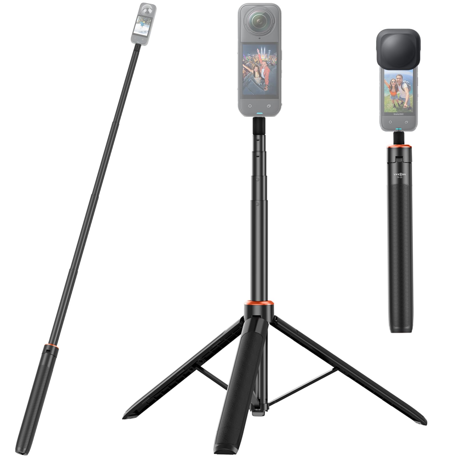 Accessoires voor Insta 360 X5/X4, Selfiestick met Statief Lensdop voor Insta360 X5/X4