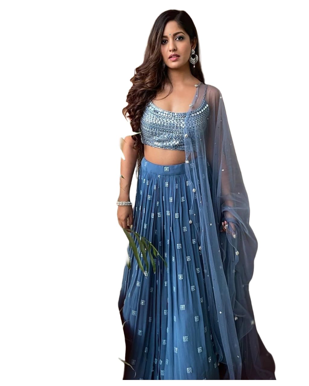 Girl's Fashion Hub's Designer Dark Blue Georgette sequence work Lehenga choli (v3-337) | Finish Type: Semi-stitched | Siz... - Review, Price and Buying Guide