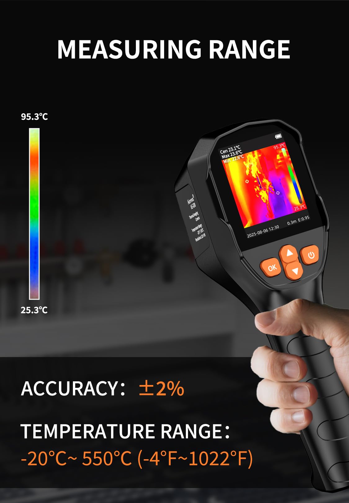 Wärmebildkamera SuperIR 240x240 IR-Auflösung Thermal Imaging Camera 25 Hz Bildwiederholrate, -4°F to 1022°F Infrarot-Thermometer, Dual-Kamera-Wärmebildkamera mit Sichtlichtkamera
