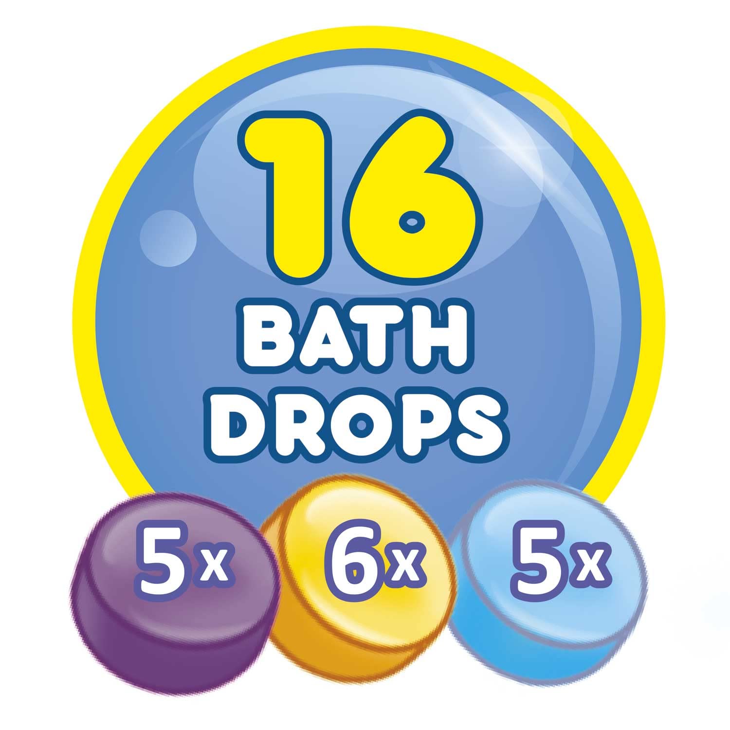 INKEE Bath Drops – 16 Tabletek do Kąpieli do Nauki Kolorów, Badefarby do Wanny dla Dzieci – Kolorowe Tabletki do Kąpieli w Magenta, Żółtym i Niebieskim, 1 Opakowanie