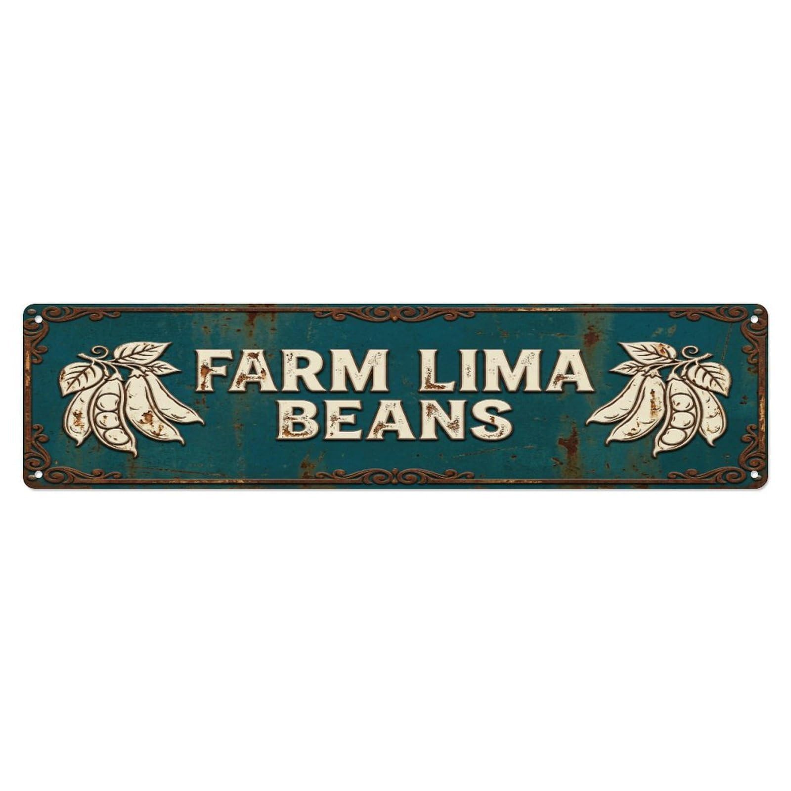 Metal Tin Sign FARM LIMA BEANS Vintage Legume Rustic Farmhouse