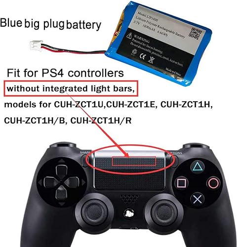 Miniatura 2 de Batería de 3.7 V 1800 mAh para controlador PS4 Reemplazo de batería LIP1522 1000mAh Baterías Pack (Cuh-ZCT1U Batería 2 unidades)