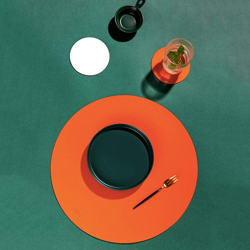 pz tovagliette + sottobicchieri, Facili da Pulire, Antiscivolo, Resistenti al Calore, per la Decorazione, Feste di Natale, Cucina, Tappetino da Pranzo Occidentale, Grigio A (Arancione)