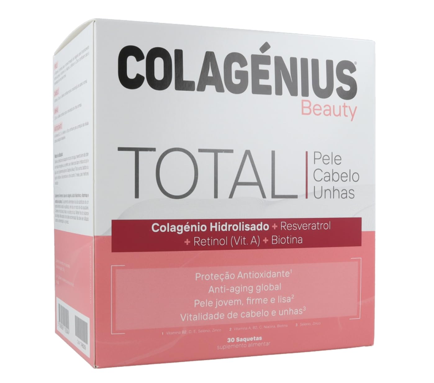 Colagénius | Beauty Total | 60 saquetas Pack 2x30 |Pele, Cabelo e Unhas | Vitamina B2, E, C, Selénio e Zinco