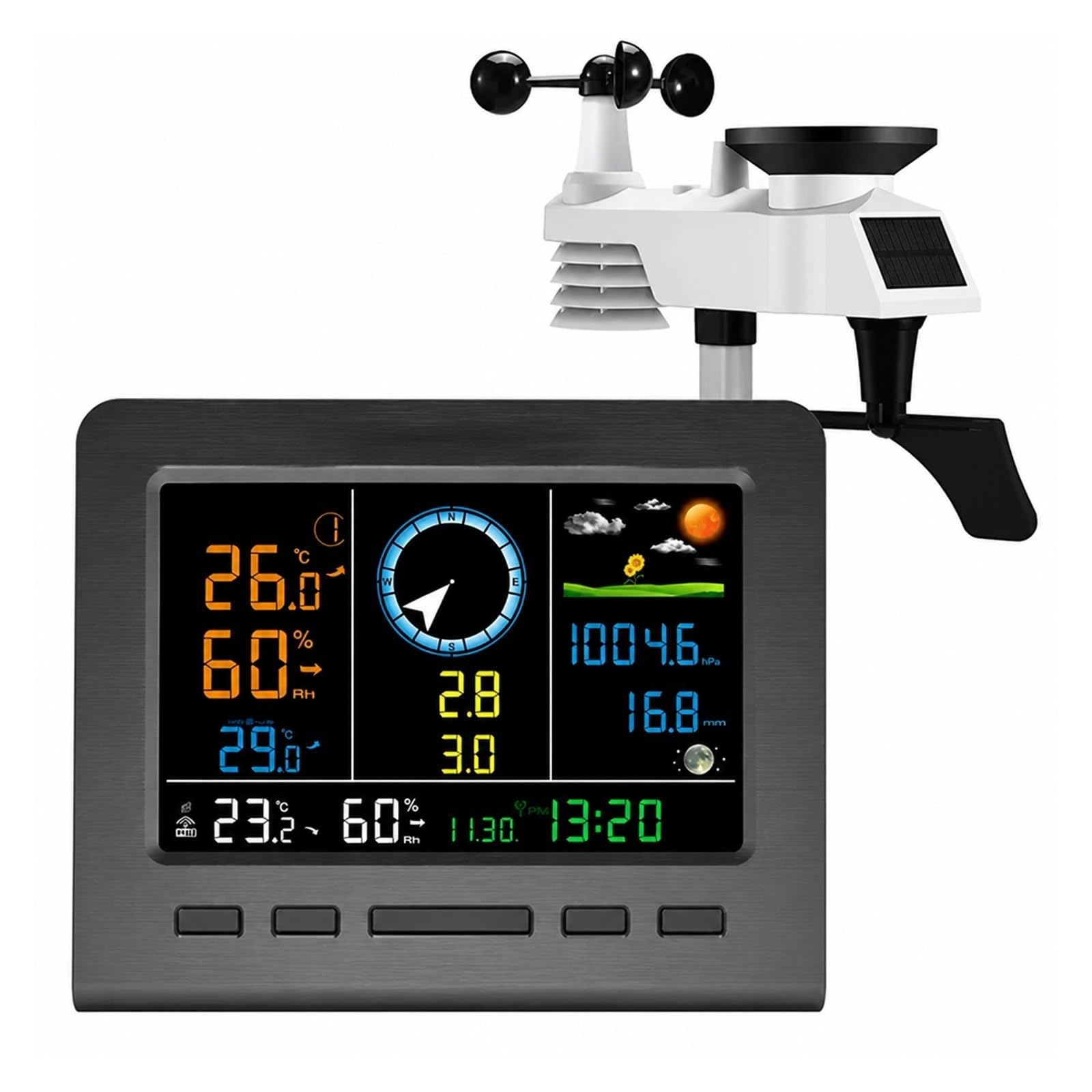 Pluviometro Esterno, Termometro Igrometro LCD Stazione Meteo Smart WiFi 6In1