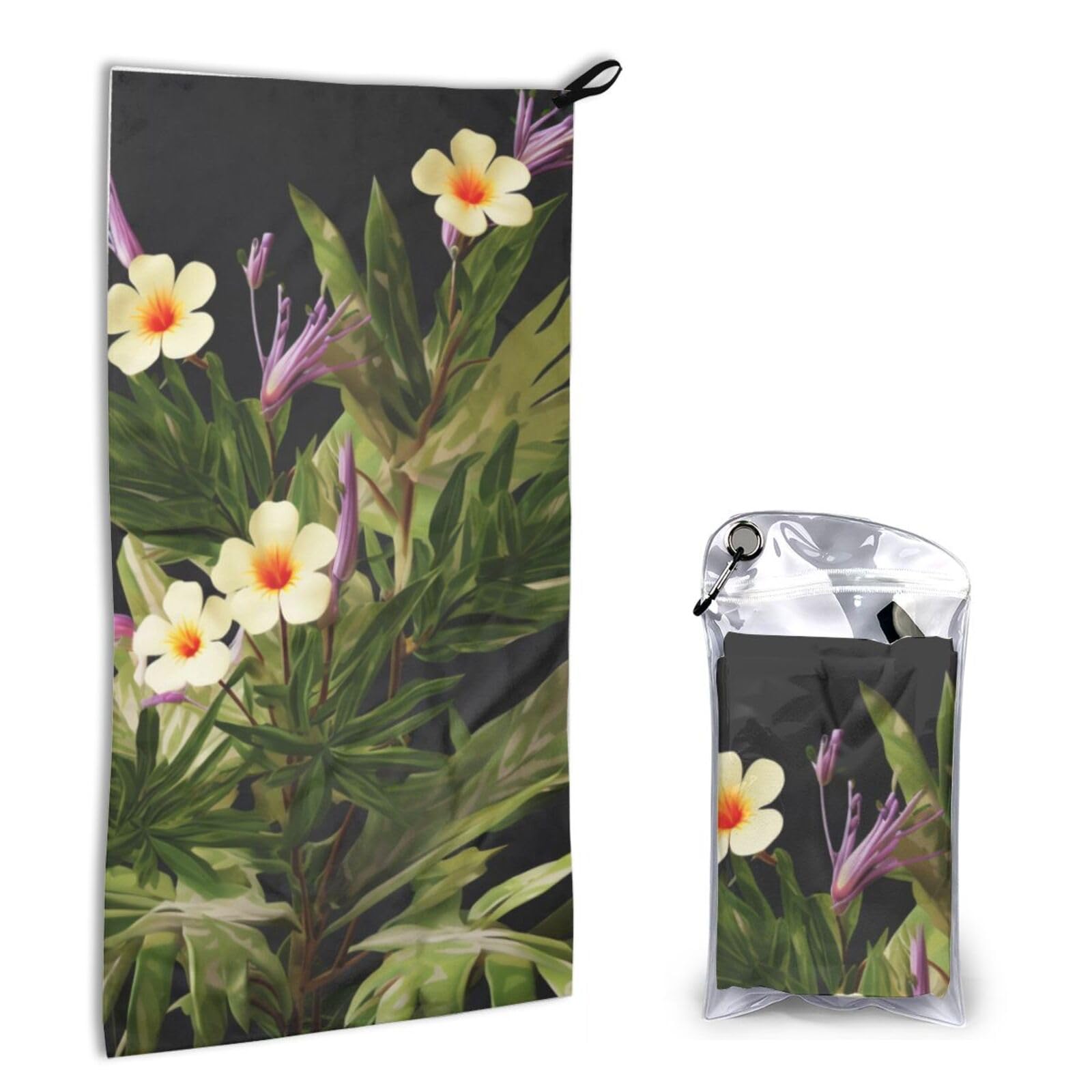 BWWHCCTI Quick Dry Hand Towel With Bag - Flowering Plant Printed Super Absorbent Face Cloth Microfiber Travel Sports Towels 40x80cm