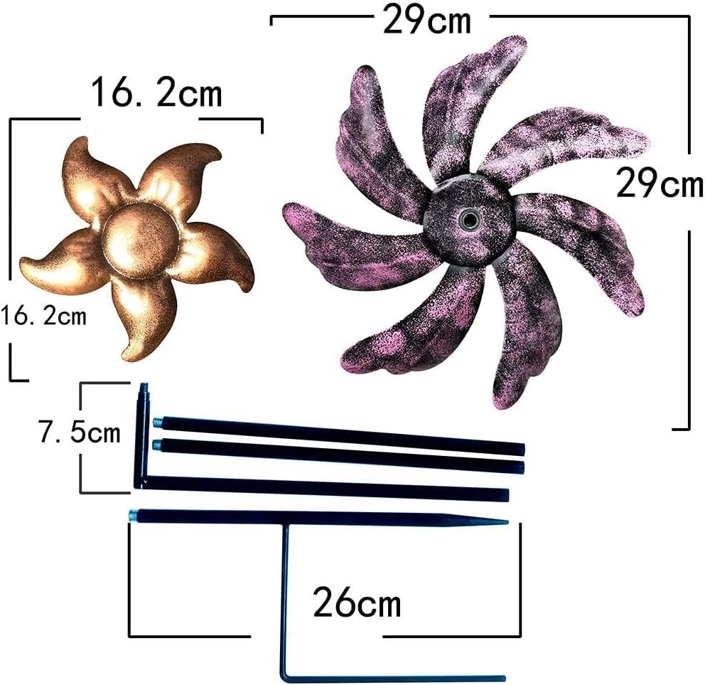 Usoway Iron Windmill Yard Art Outdoor Metal Colorful Willow Leaves Direction Wind Spinner Garden Lawn Decoration Wind Windmill Decor Outdoor, 665599