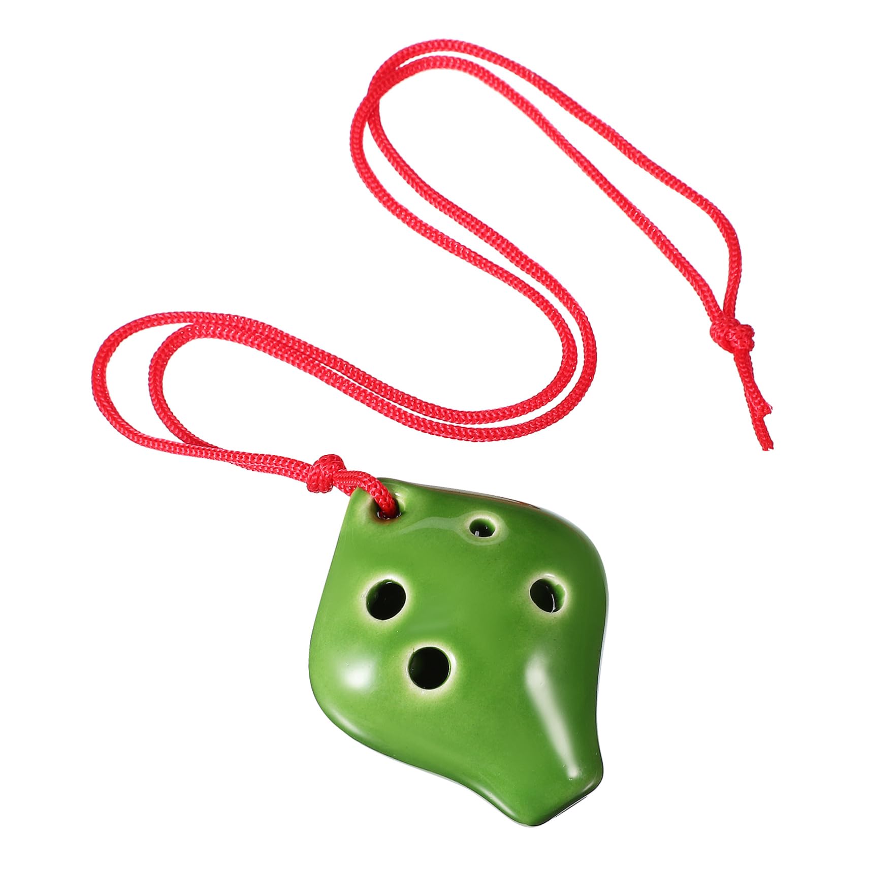 ERINGOGO 6Hole Small Ceramic Ocarina Necklace Musical Instrument for Beginners Portable Practice Ocarina with Lanyard Includes Music Score Adorable Strawberry Design