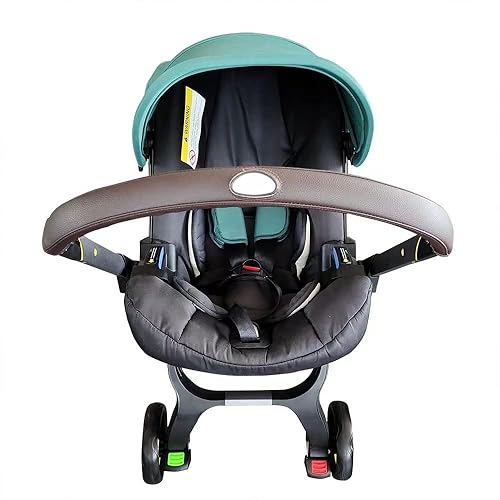 Miniatura 4 de Funda de piel sintética con cremallera extraíble para manillar, compatible con asientos de automóvil y cochecitos Doona (marrón)