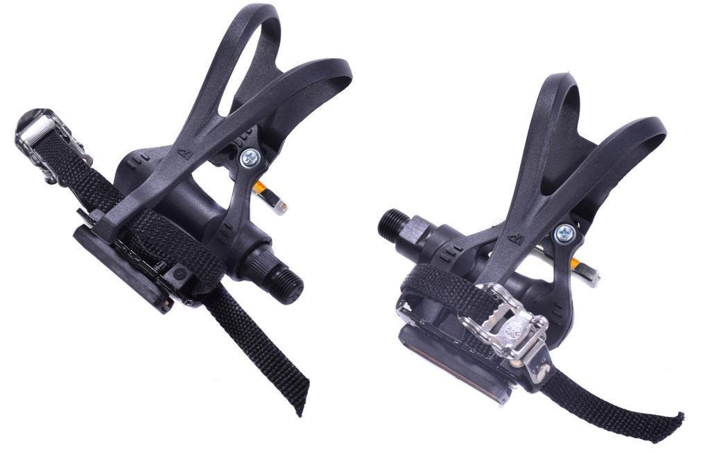VP PAIR BIKE PEDALS WITH TOE CLIP & STRAPS 9/16” LIGHT WEIGHT BLACK