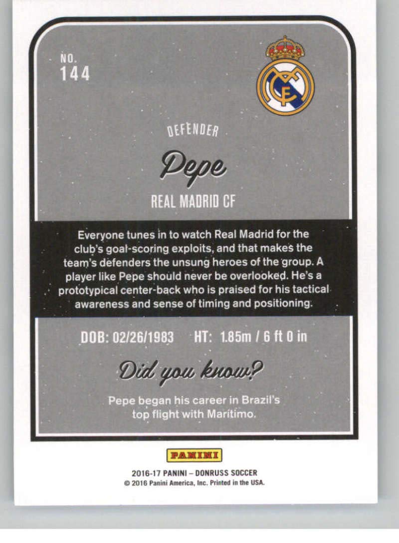 Amazon.com: 2016-17 Donruss Soccer #144 Pepe Real Madrid CF