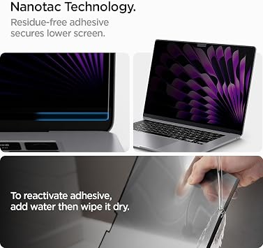 Spigen MacBook Air 15 (M5/M4/M3/M2) ile Uyumlu Cam Ekran Koruyucu Safe View Privacy Hayalet - AFL06951 (Spigen TR Garantili)
