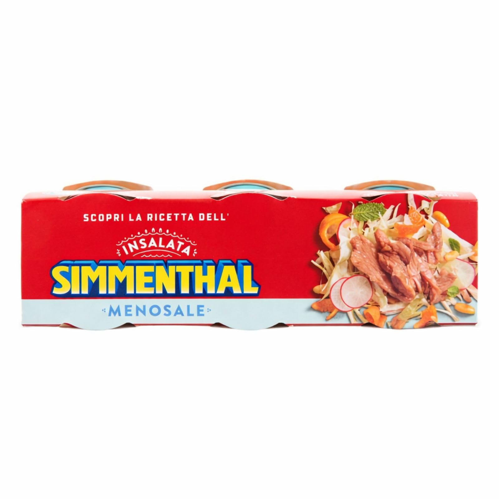 Simmenthal Meno Sale Carne in Gelatina Vegetale, 3 Confezioni da 3x90g (Totale 9 Lattine Singole) - 26% di Sale in Meno alla Versione Classica