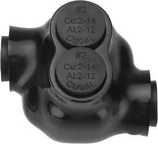 Wengart Insulated Multi-Tap Connector S2-1,Single Sided Entry 2-14AWG Aluminum CU9AL Pre-Filled with Oxide Inhibitor for Copper and Aluminum Wire Cable Connector Black