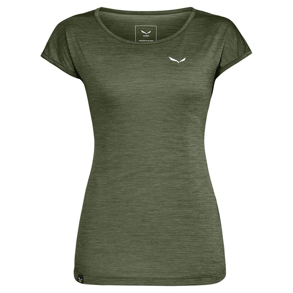 Salewa Puez Melange Dry W S/S Tee, Dark Olive Melange, S, Female
