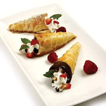 5 Pcs Stainless Steel Cannoli Forms Tube,Non-Stick Pastry Croissant Roll Mold Large Size Cone Shaped Baking Mold Cream Horn Mold Pastry Baking Cones