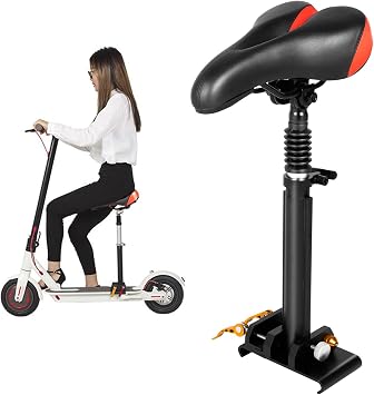 PU Electric Scooter Seat E-Scooter Seat Saddle for Xiaomi M365 Pro Adjustable Comfortable and Shock Absorbing MAX Seat Saddle, Black, Large, Free Punch, Height 45-65cm/17.71-25.6in