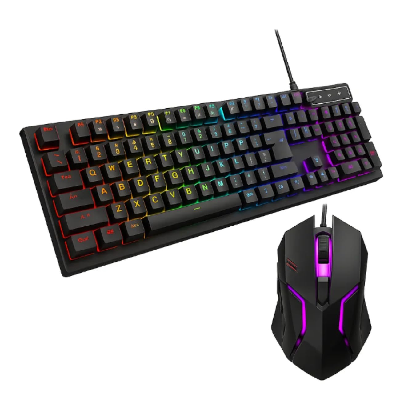 Kit Teclado e Mouse Gamer LED Lehmox LEY-2074, Iluminação RGB
