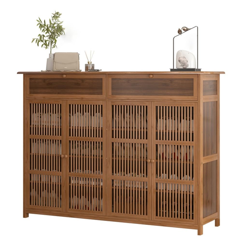 Scarpiera In Bambù 130x35x99 Cm | 4 Ante | Per 24-32 Paia Di Scarpe | Autoportante Marrone - Foto 5