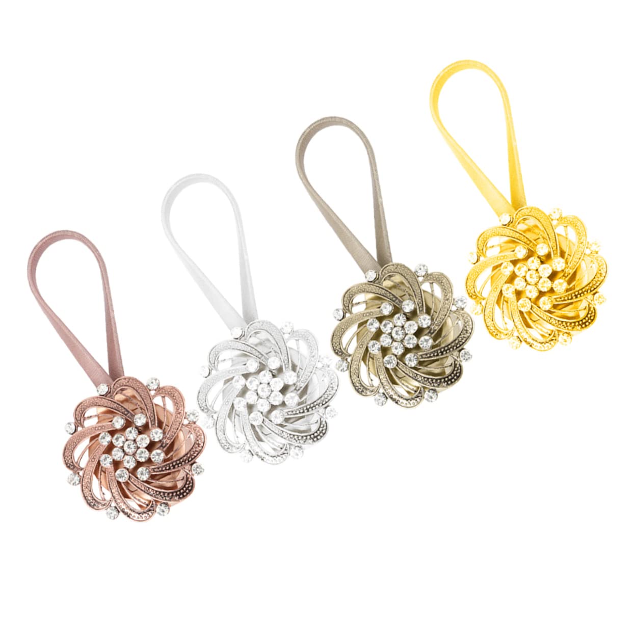 Amosfun 4 Embrasses Magnétiques pour Rideaux en Alliage, Fermoir en Strass, sans Perçage, pour Salon et Studio